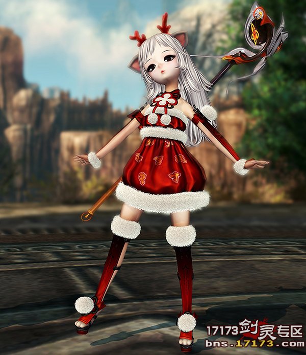 韩服萌萝莉小猫女 圣诞时装与白色洛丽塔