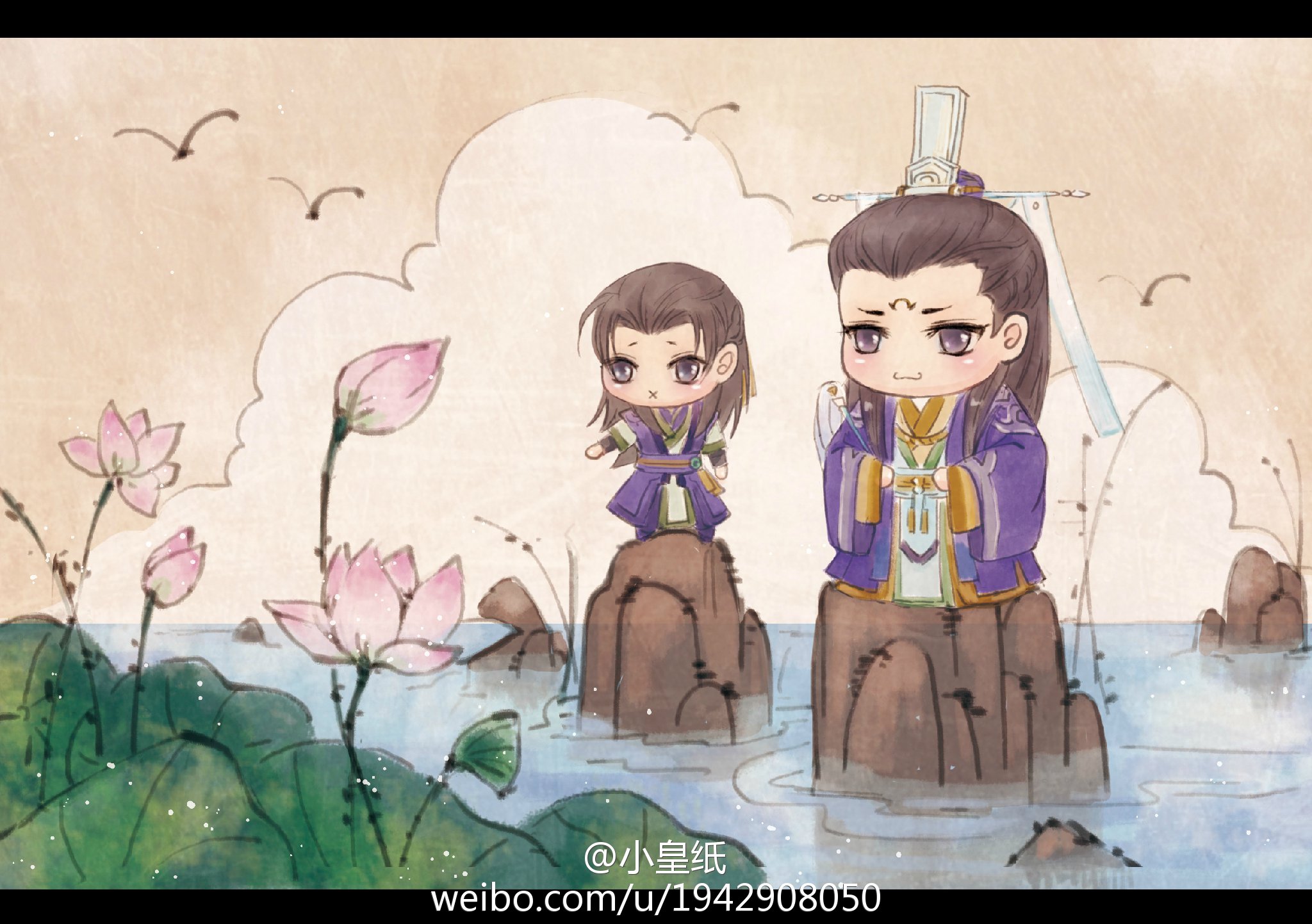 《古剑奇谭2》清夏q版同人 包子脸师徒二人组